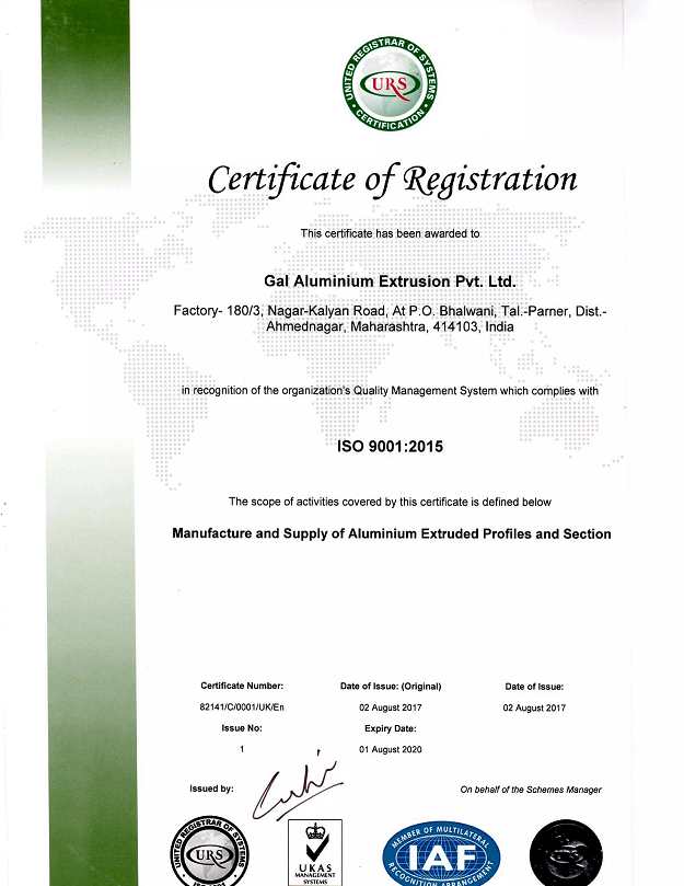 AIBDA Award Certificate - GAL Aluminium Excellence in Business Development